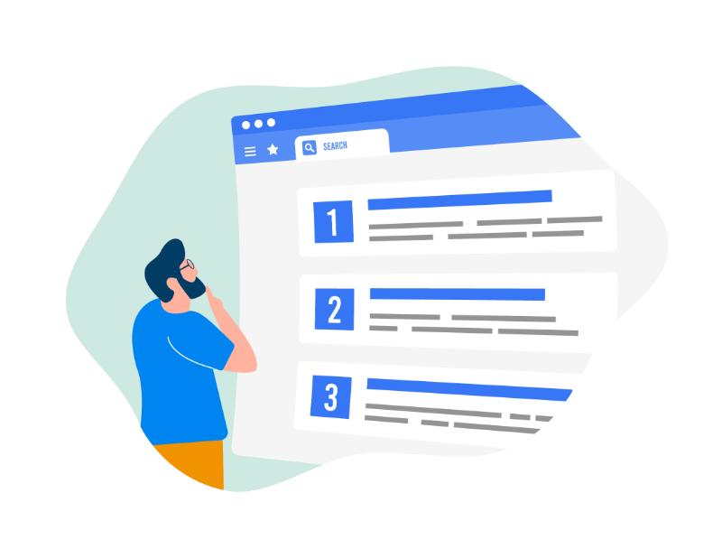 検索エンジンの上位を確認している人のイメージ